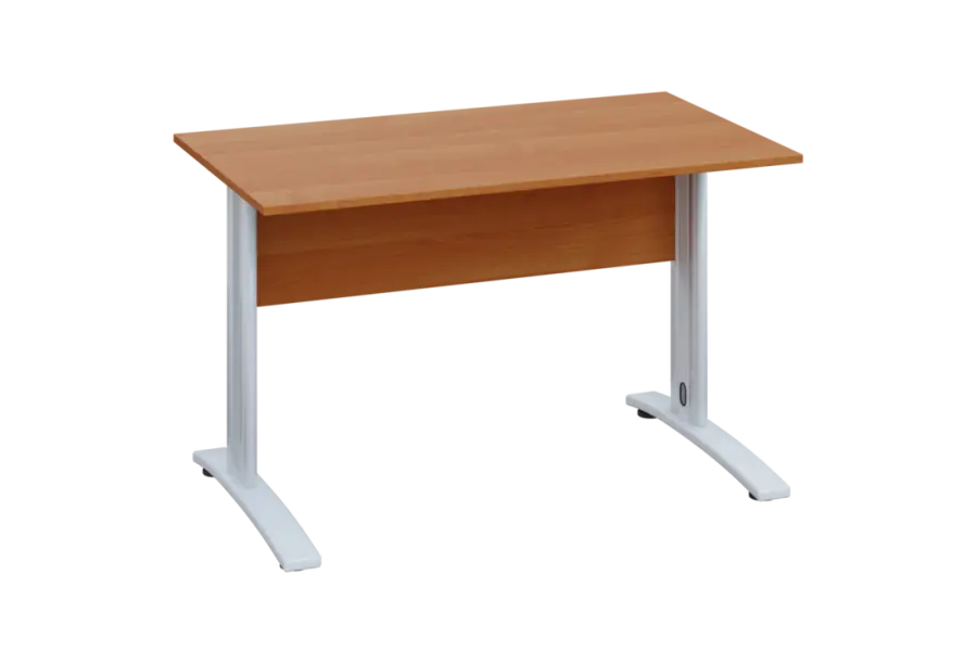 EPK 27 - 12 stůl kancelářský, kovová podnož bílá, deska 25 mm, široký 1200 mm, olše jantar